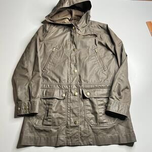 J.Crew Jacket Mens Small Brown Hooded Parka Full Zip Lined Pockets Casual